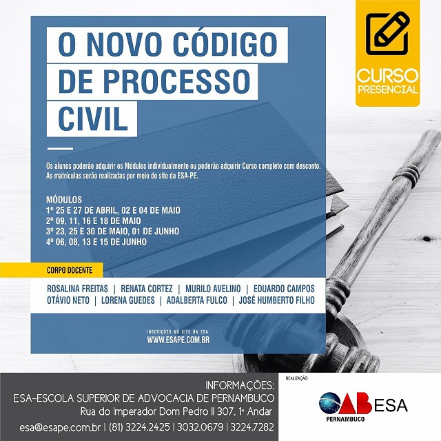 4_25 de abril a 15 de junho - curso O Novo Código de Processo Civil