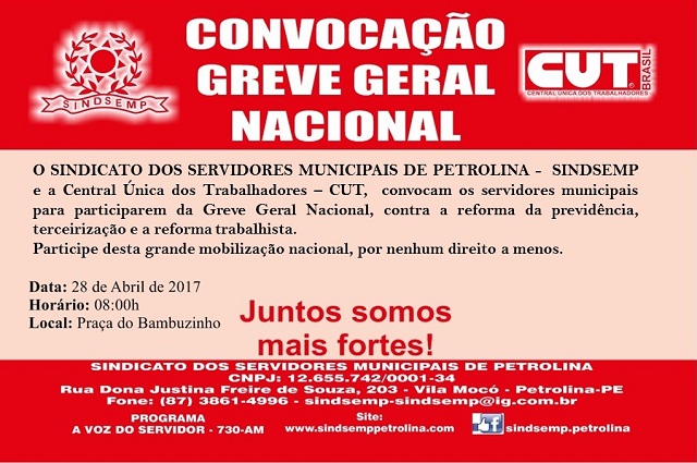 CARTAZ CONVOCAÇÃO GREVE NACIONAL DIA 29 DE ABRIL