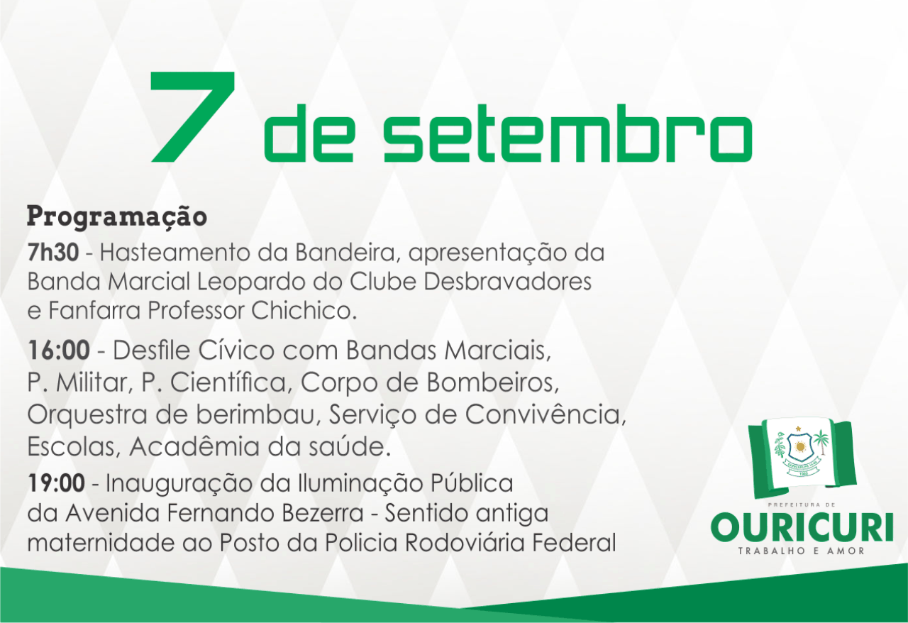 Programação 7 de setembro