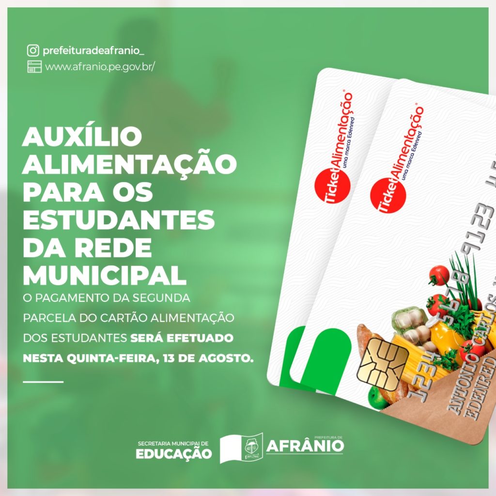 cartao alimentação 2 parcela